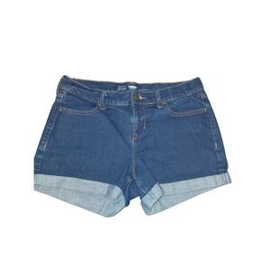 Old Navy Womens Dark Wash Cuffed Denim Shorts Semi-Fitted Stretch Size 6 Regular